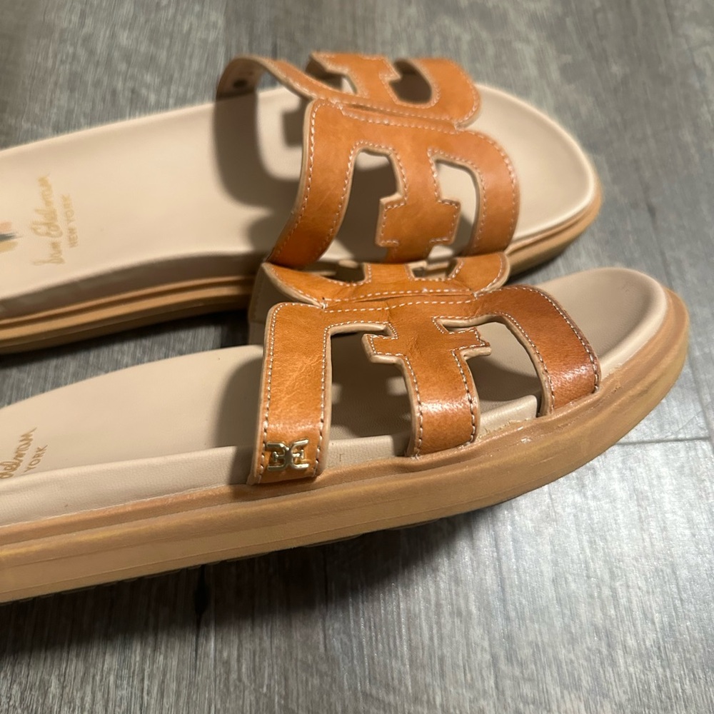 Sam Edelman Tan Leather Slide Sandals - Picture 2 of 4